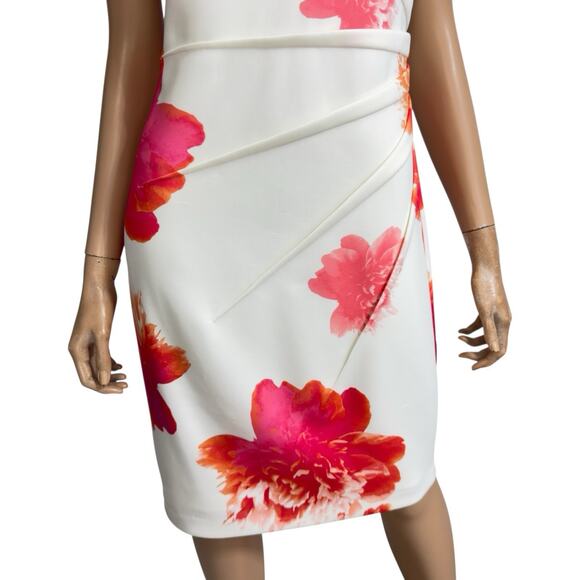 Calvin Klein Floral Scuba Knit Sheath Dress 10 Sunburst Bloomcore Party Wedding - Picture 2 of 14